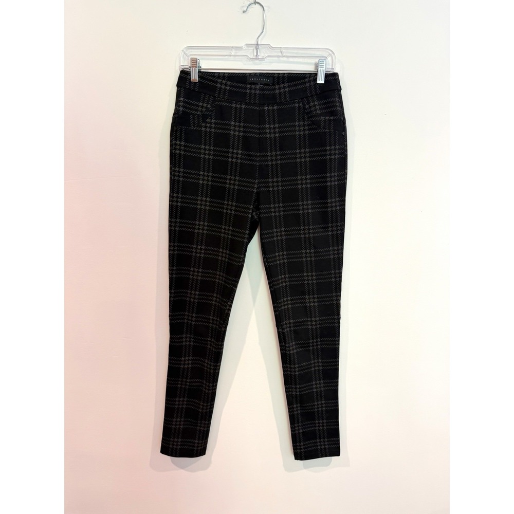 Sanctuary Anthropologie Black Plaid Pull On Pants M Stretch Skinny Leg Trousers
